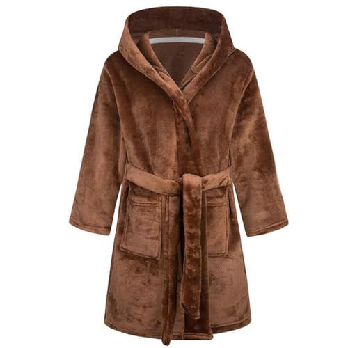 RUOGU Kids Bathrobe Hooded Plush Fleece Robe for Girls Boys Brown 13-14 Years | Amazon (US)