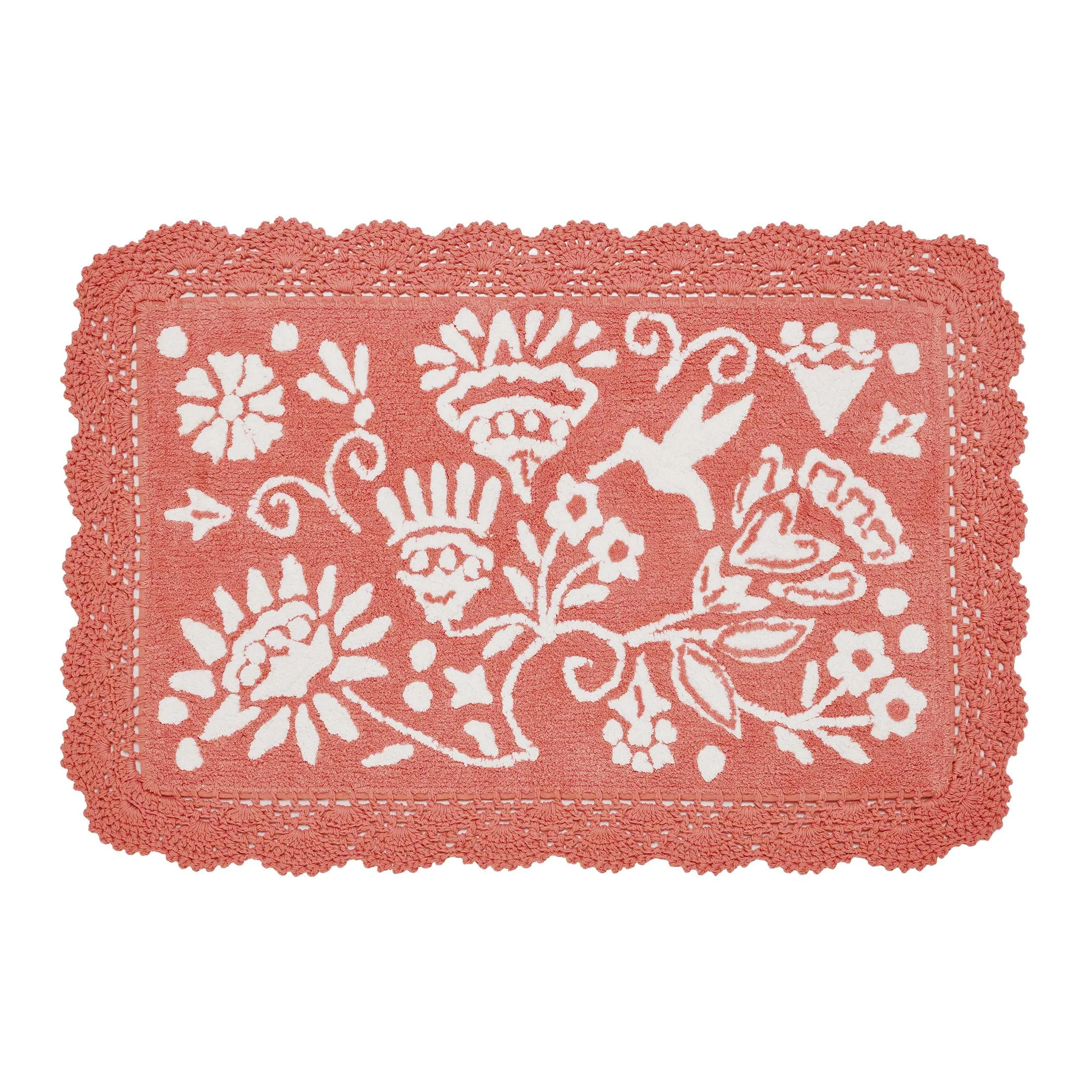 The Pioneer Woman Mazie Two-Color Floral Crochet Coral Cotton Bath Rug, 20" x 32" | Walmart (US)