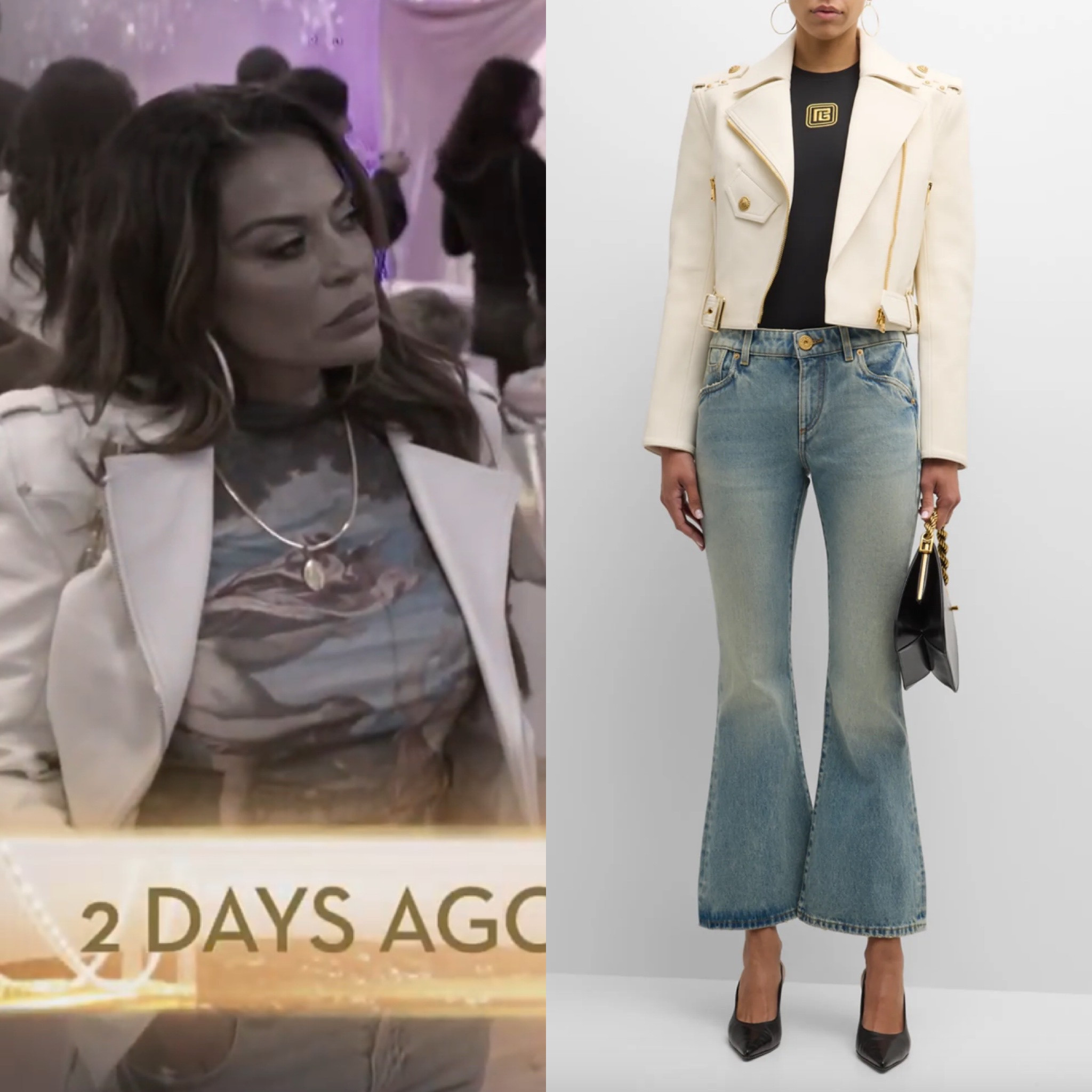 Dolores Catania’s White Leather Moto Jacket 