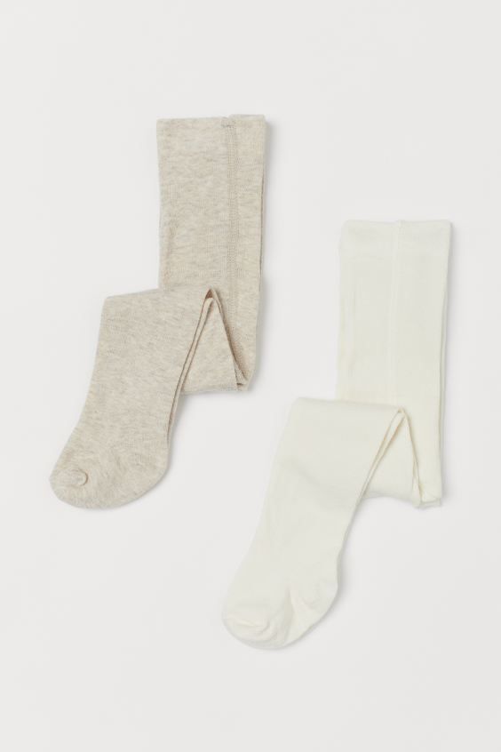 Fine-knit tights in a soft cotton blend. Elasticized waistband. | H&M (US + CA)