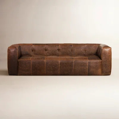 92'' Full-Grain Genuine Italian Leather Square Arm Sofa | Wayfair North America