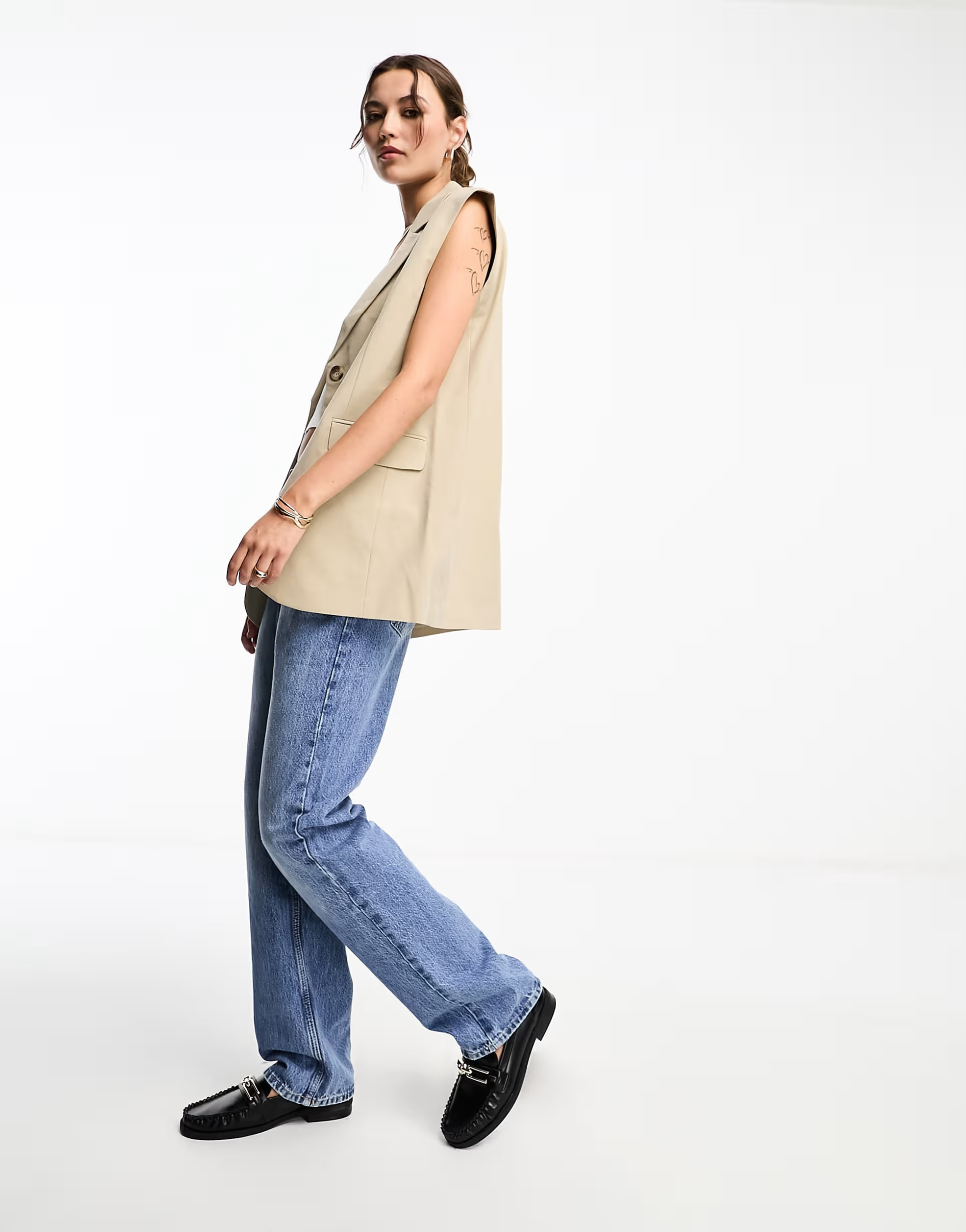 ASOS DESIGN sleeveless blazer in neutral | ASOS (Global)