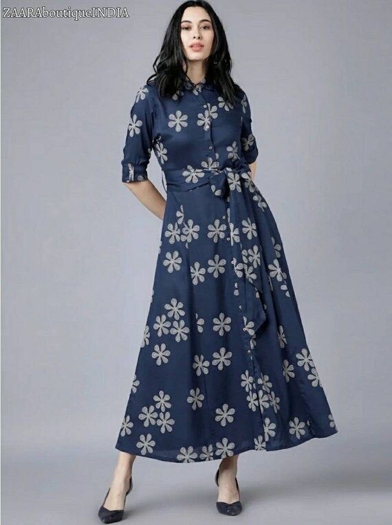 Kurta | Maxi Dress | Blue Hand Block Printed Kurta For Women | Gift For Her | Indian Dress | Kurt... | Etsy (US)