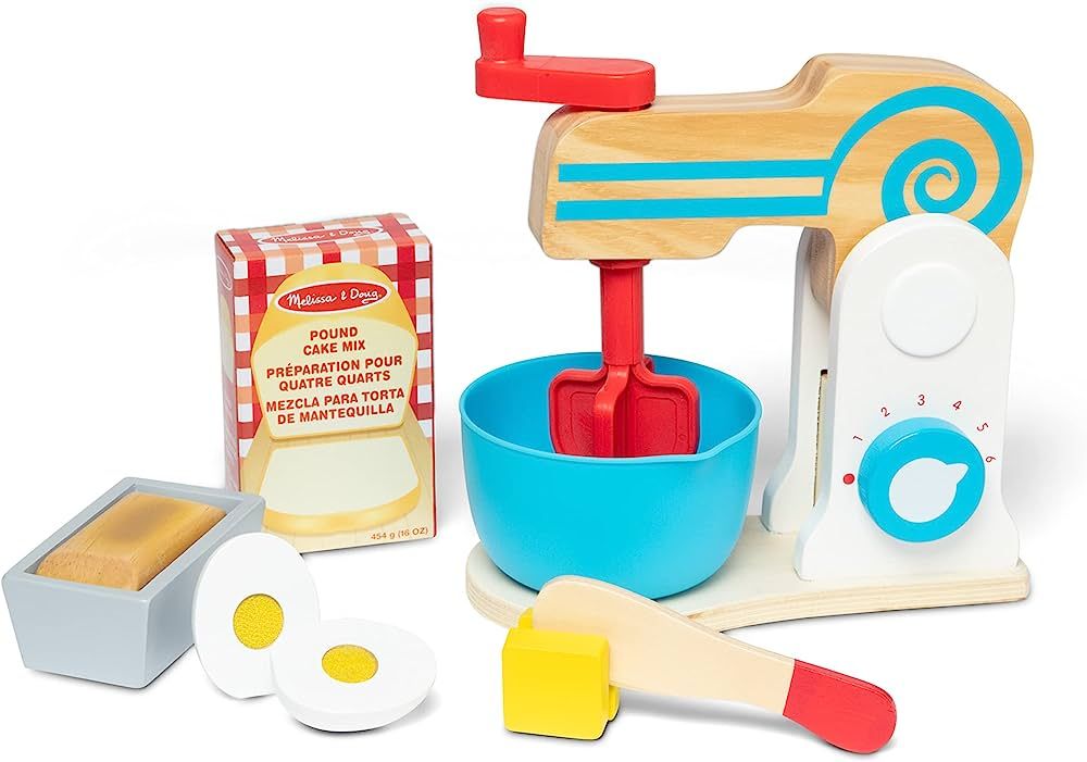 Melissa & Doug Wooden Make-a-Cake Mixer Set (10 pcs) - Food and Playset Accessories, Pretend Play... | Amazon (US)
