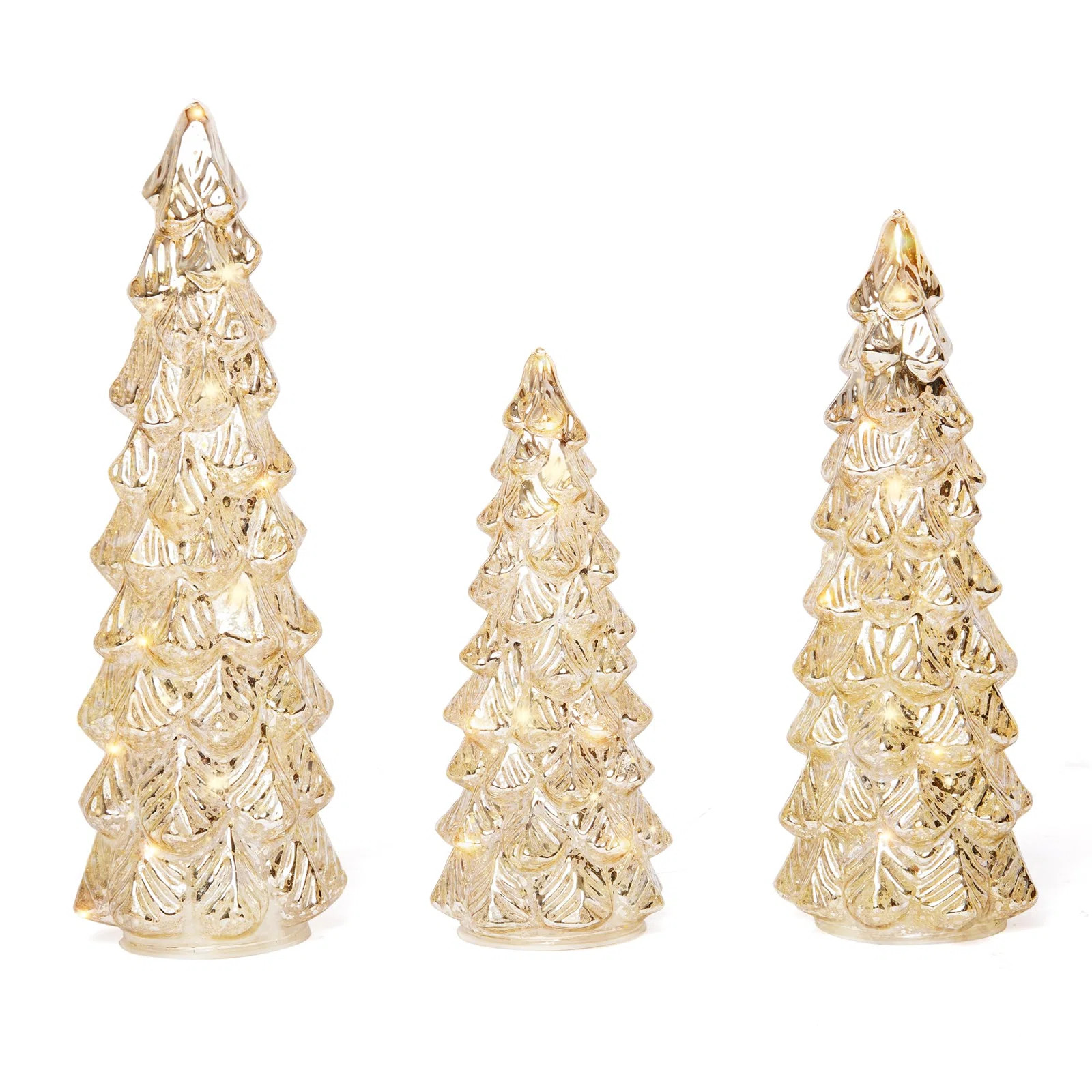 The Holiday Aisle® 3 PCS Gold Lighted Tabletop Glass Christmas Trees & Reviews | Wayfair | Wayfair North America