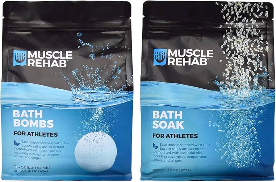 Muscle Rehab Natural Epsom Salt Bath Bombs for Men and Women - Muscle Recovery Soak with Arnica &... | Amazon (US)