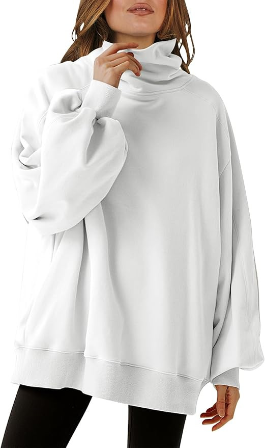 ANRABESS Women's Oversized Sweatshirts 2024 Long Sleeve Cowl Neck Casual Loose Fit Hoodies Fall T... | Amazon (US)