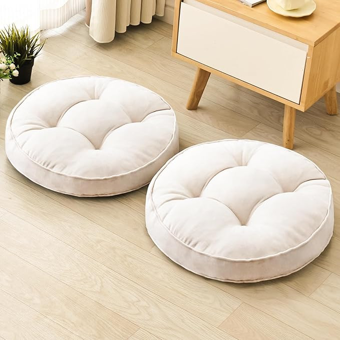 Floor Pillow Set of 2, Memory Foam Floor Cushions for Adults, Large Round Meditation Pillow for S... | Amazon (US)
