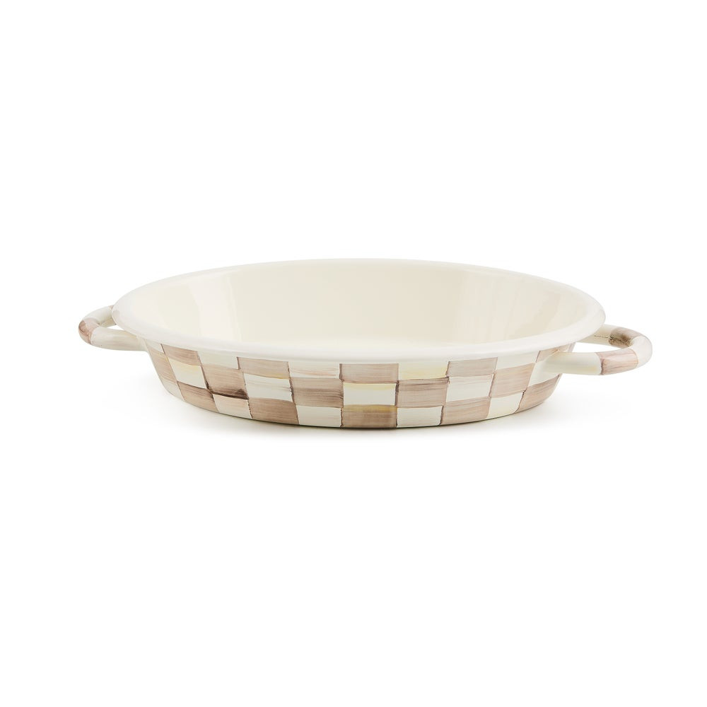Mocha Check Medium Oval Gratin Dish | MacKenzie-Childs