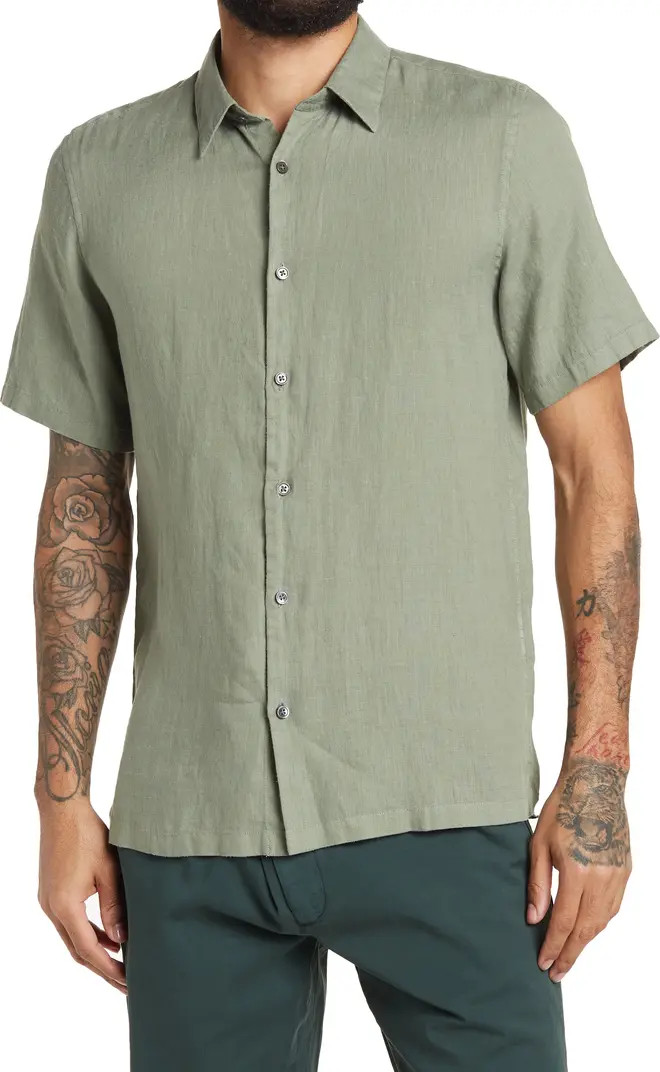 Theory Irving Standard Fit Linen Short Sleeve Shirt | Nordstromrack | Nordstrom Rack