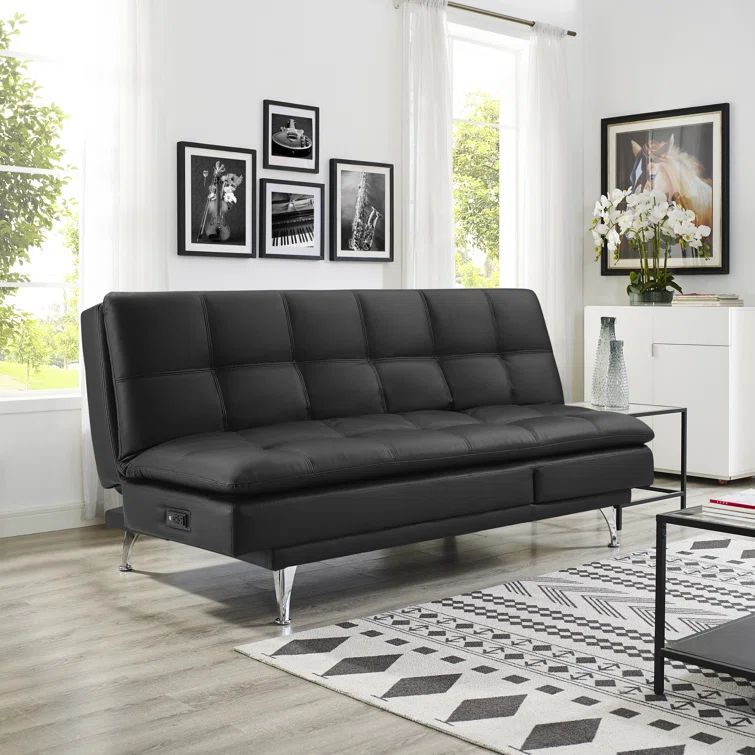 Full 79.9'' Wide Faux Leather Tufted Back Convertible Sofa | Wayfair North America