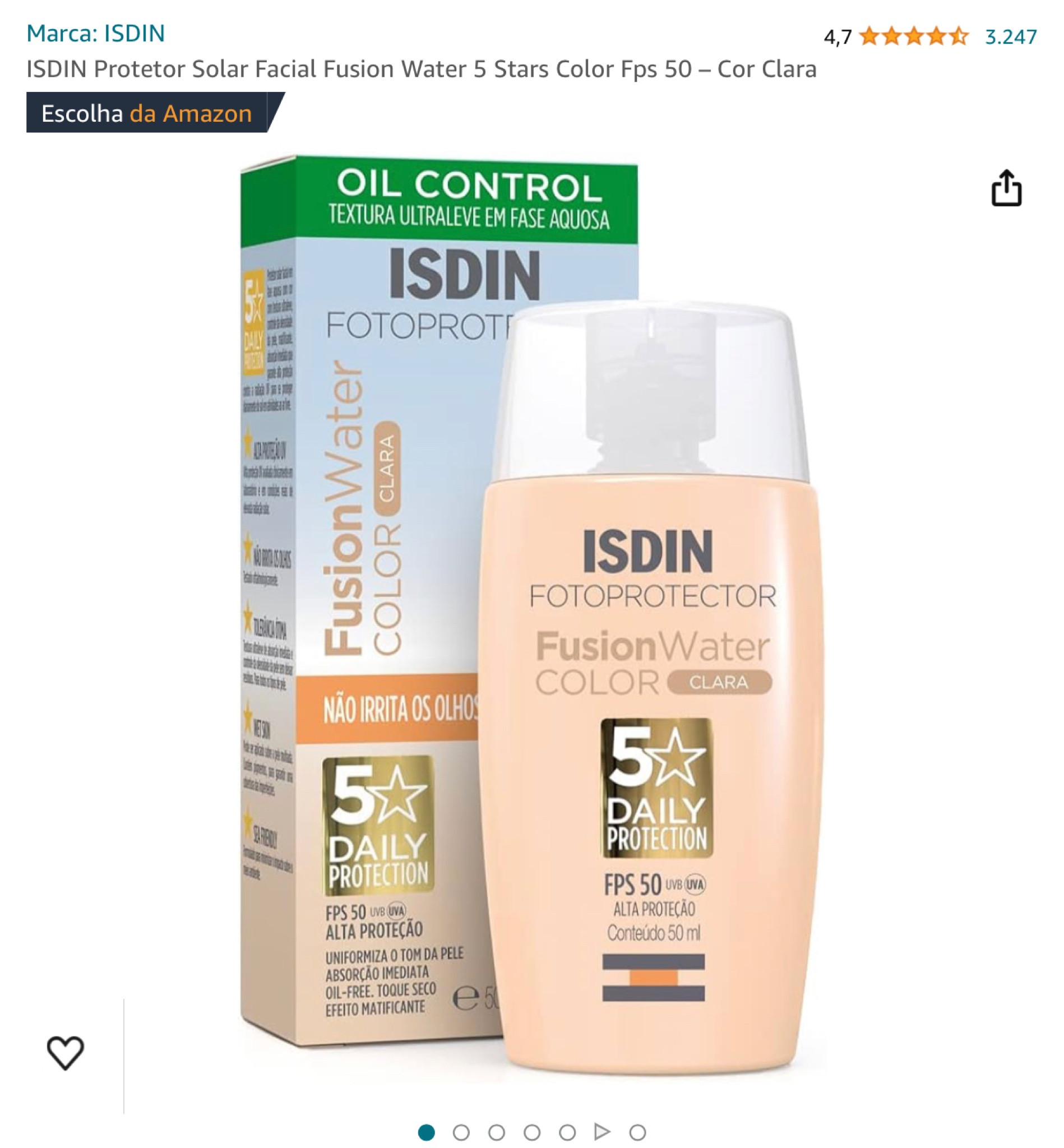 ✨ISDIN Protetor Solar Facial Fusion Water 5 Stars Fps 60 Sem Cor - 50Ml✨  

#LTKSeasonal #LTKbrasil #LTKbeauty