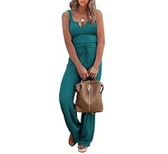 PRETTYGARDEN Women's Summer Casual Two Piece Outfits Sweatsuits Tank Scoop Neck Ribbed Knit Long ... | Amazon (US)