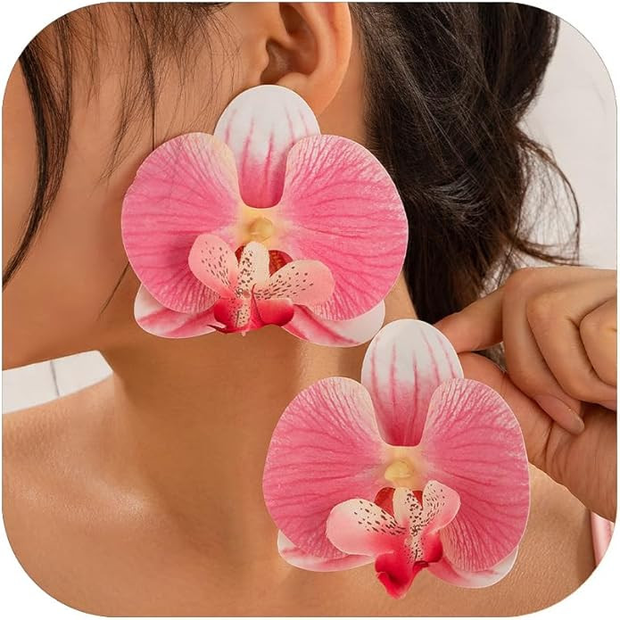 Vivian&CD Orchid Earrings for Women, Colorful Blossom Floral Exaggerated Big Flower Floral Earrin... | Amazon (US)