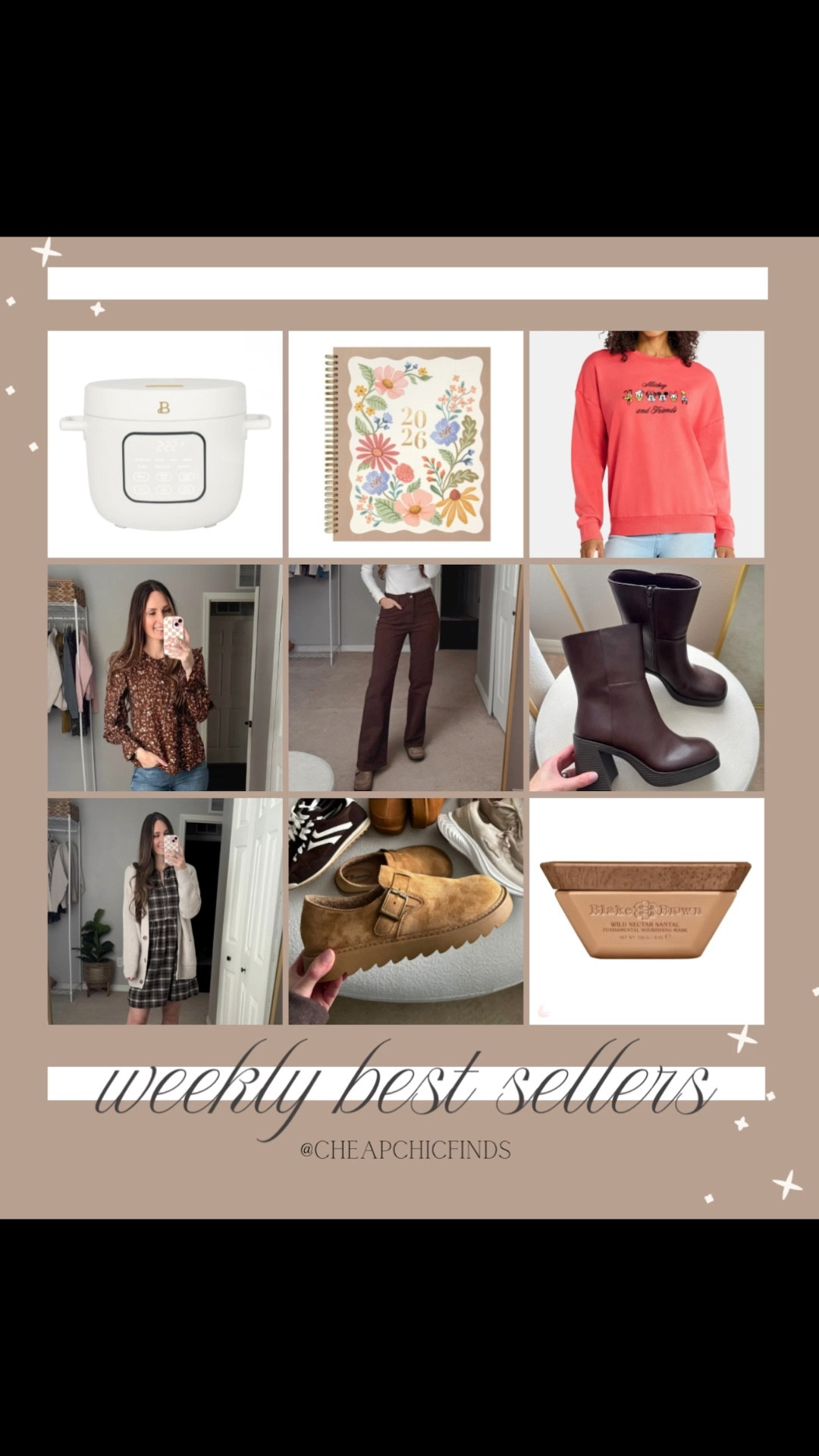 Last weeks best sellers!

Beautiful by Drew rice maker
Wildflower planner
Disney Mickey & friends sweatshirt 
Brown jeans 
Browns boots
Plaid dress
Blake lively hair care

#LTKBeauty #LTKFindsUnder50 #LTKSeasonal