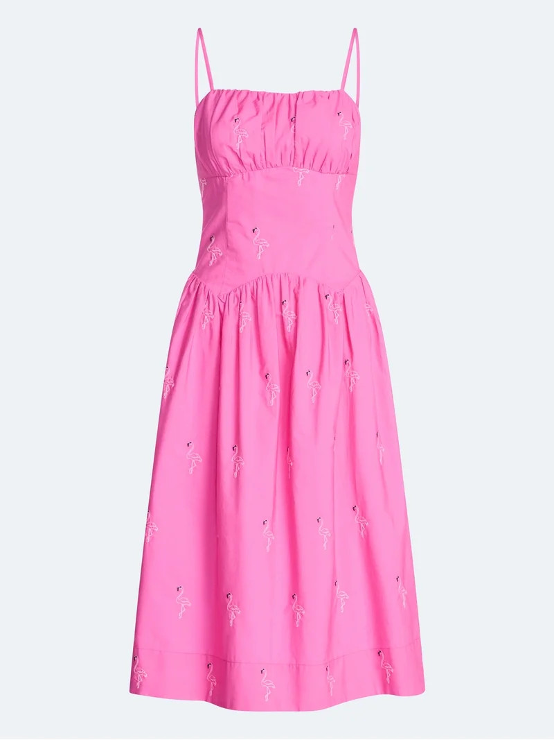 Free Assembly Women's and Women\u2019s Plus Tie Back Cotton Midi Dress with Drop Waist, Sizes XS-... | Walmart (US)