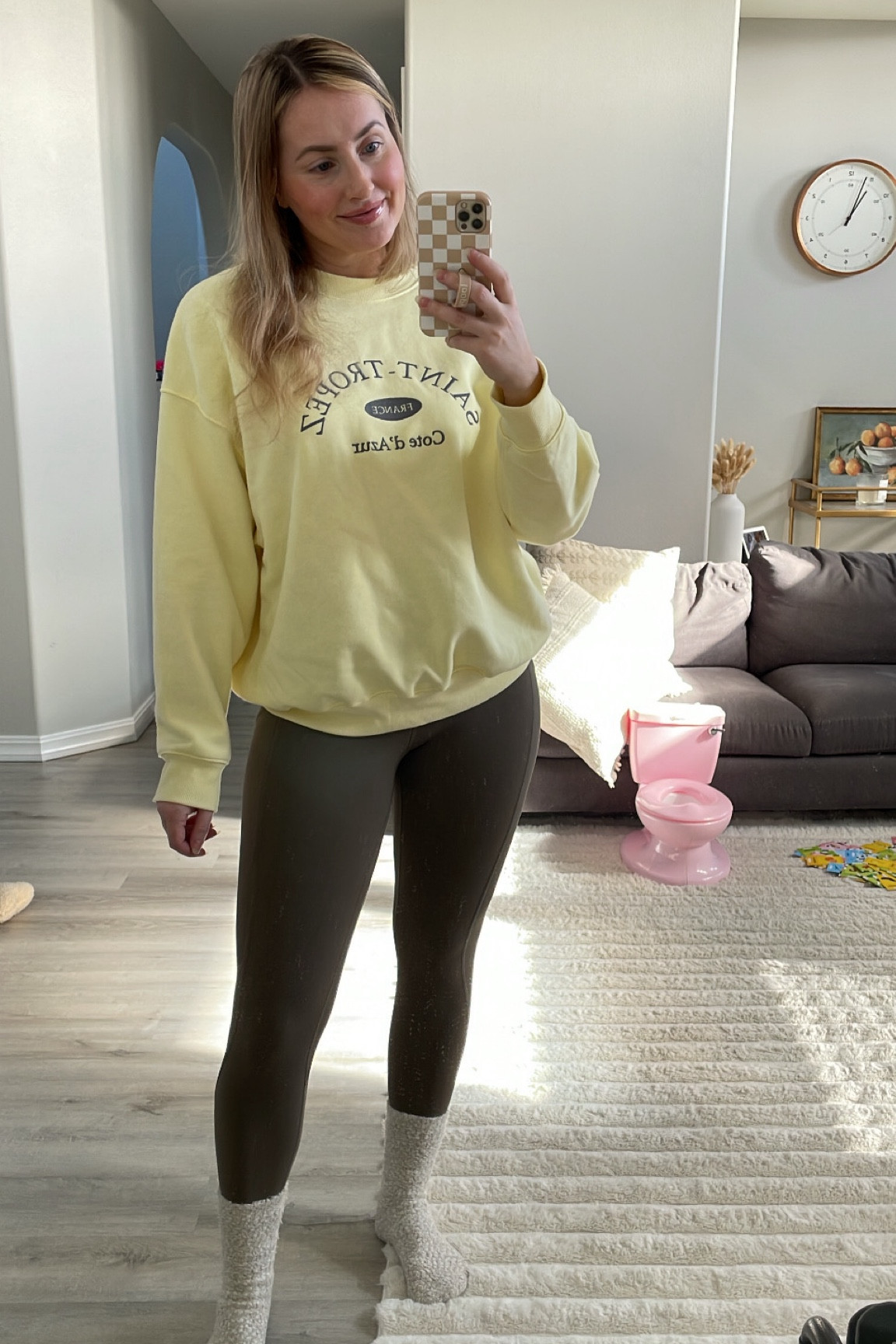 Comfy ootd 
Align leggings - wearing size 6
Yellow sweatshirt oversized fit 


#LTKstyletip #LTKfindsunder50