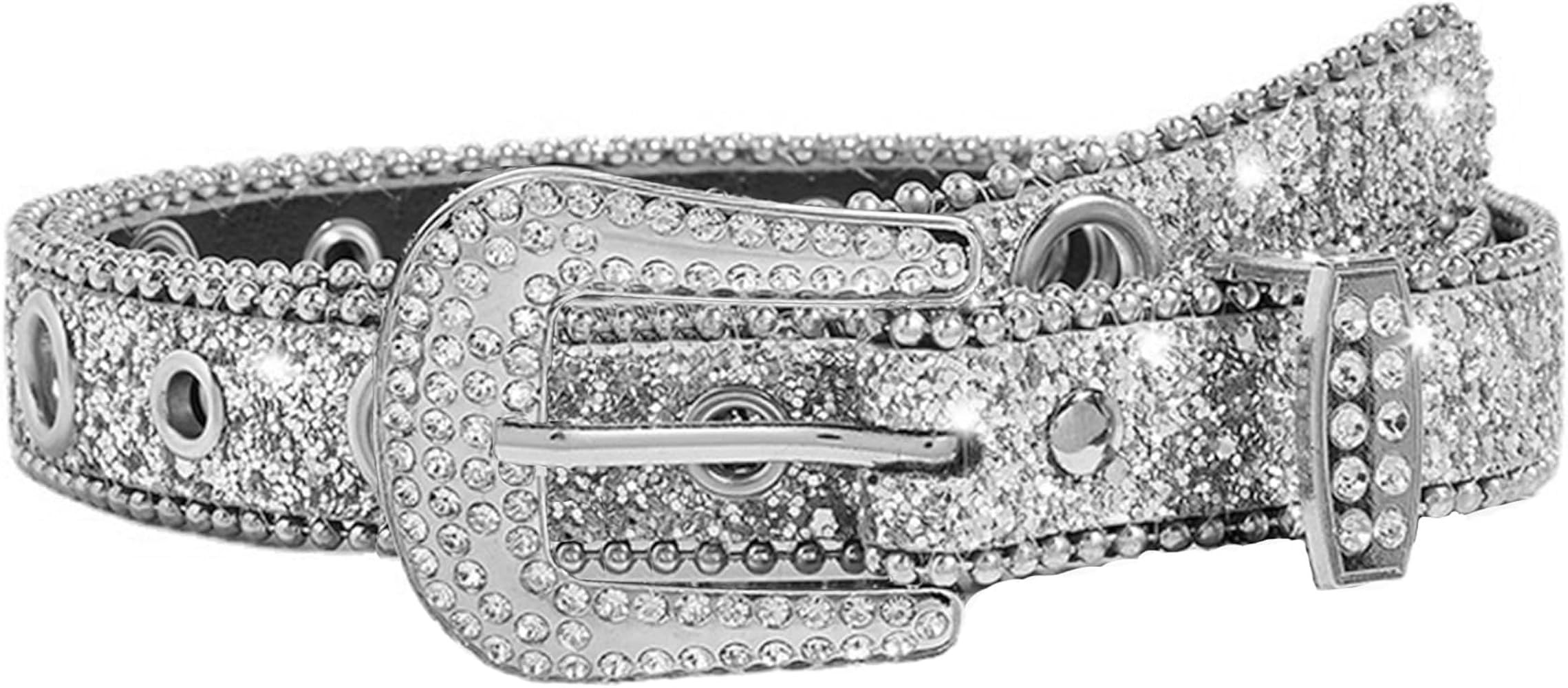 Women Men Rhinestone Belt Western Cowgirl Cowboy Bling Studded Leather Belt for Jeans Pants (suit... | Amazon (US)