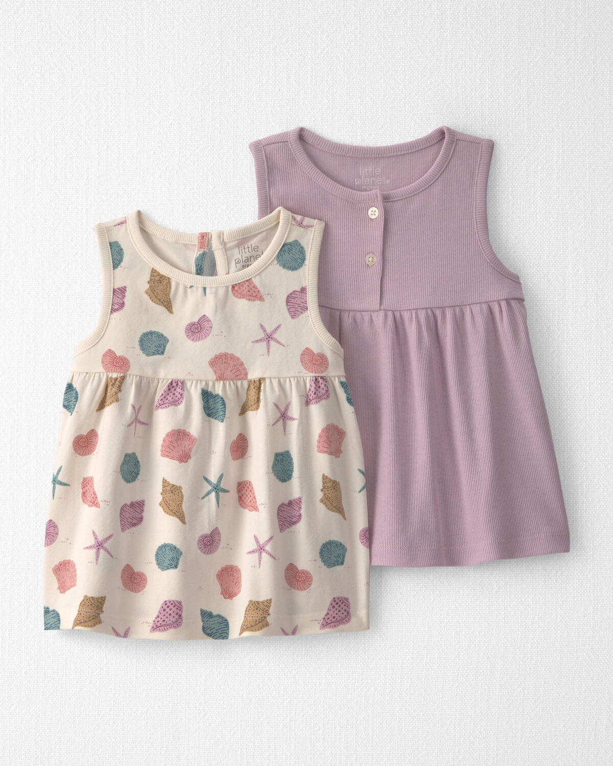 Toddler Girl 2-Pack Organic Cotton Knit Tanks in Seashells | Carter's Inc