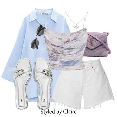 Brunch in the city🍭
Tags: oversized shirt blue, white denim shorts, tie dye crop top, silver sandals, YSL bag, Celine sunglasses. Fashion summer inspo outfit ideas Ibiza Dubai 

#LTKSeasonal #LTKstyletip #LTKitbag
