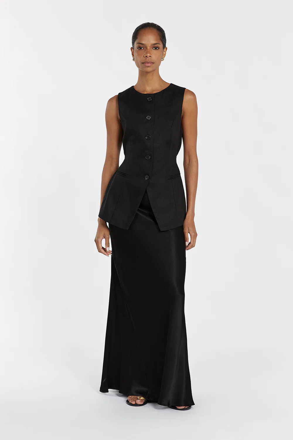 CHARLI BLACK SATIN MAXI SKIRT | DISSH