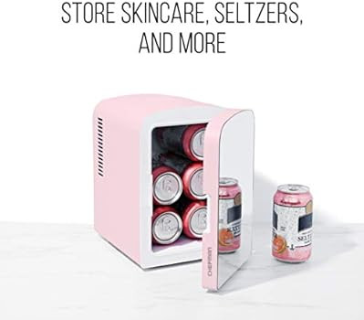 Chefman Portable Mirrored Personal Fridge 4 Liter Mini Refrigerator, Skin Care, Makeup Storage, B... | Amazon (US)