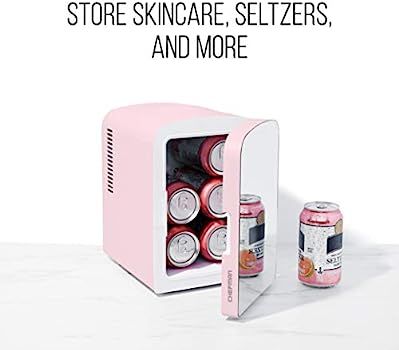 Chefman Portable Mirrored Personal Fridge 4 Liter Mini Refrigerator, Skin Care, Makeup Storage, B... | Amazon (US)