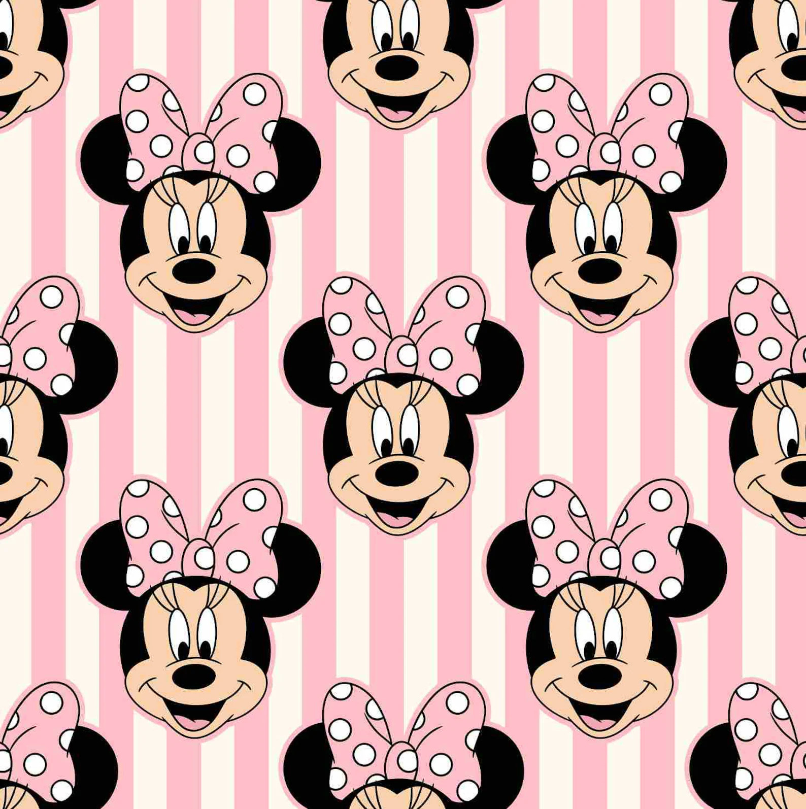 Sensational Six Preppy Pastels Minnie Stripe PINK Fabric Cartoon Cotton Fabric Stripes Fabric Sew... | Etsy (Global)