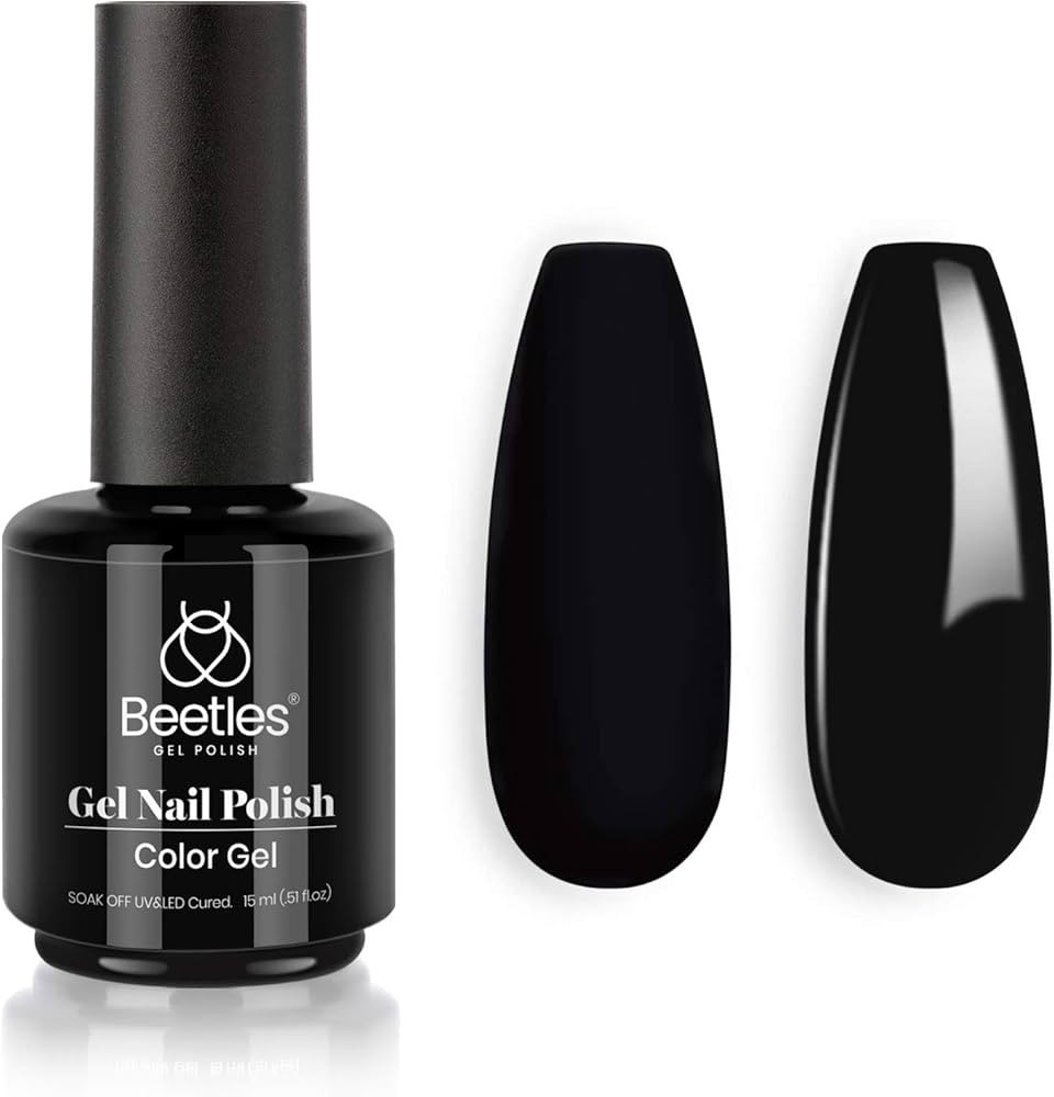 Beetles Gel Nail Polish, 1 Pcs 15ml Audrey Black Color Soak Off Gel Polish Nail Art Manicure Salo... | Amazon (US)