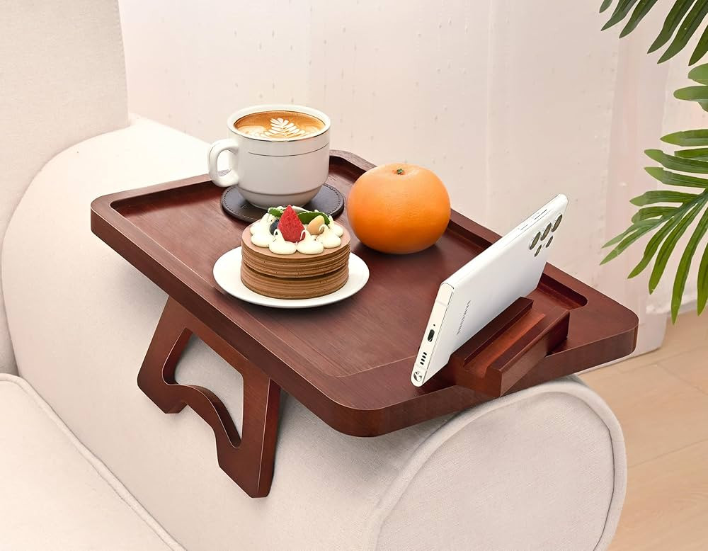 Bamboo Couch Cup Holder, Couch Caddy, Couch Arm Table, Clip On Armrest Tray, Couch Tray for Drink... | Amazon (US)
