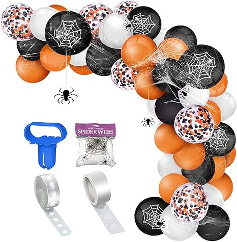 Halloween Decorations Balloons Arch Garland Kit 109 PCS, Orange Black White Confetti Balloons wit... | Amazon (US)