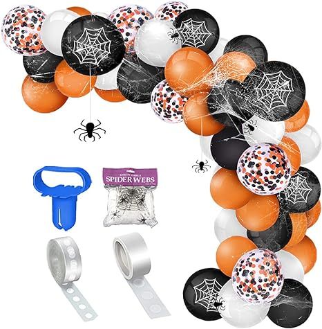 Halloween Decorations Balloons Arch Garland Kit 109 PCS, Orange Black White Confetti Balloons wit... | Amazon (US)