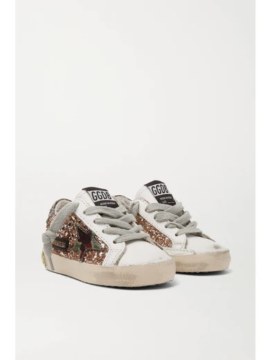 Golden Goose Kids - Sizes 19 - 27 Superstar Glittered Distressed Leather Sneakers | NET-A-PORTER (US)