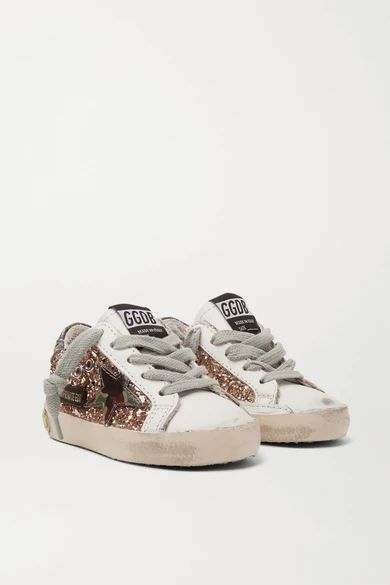 Golden Goose Kids - Sizes 19 - 27 Superstar Glittered Distressed Leather Sneakers | NET-A-PORTER (US)