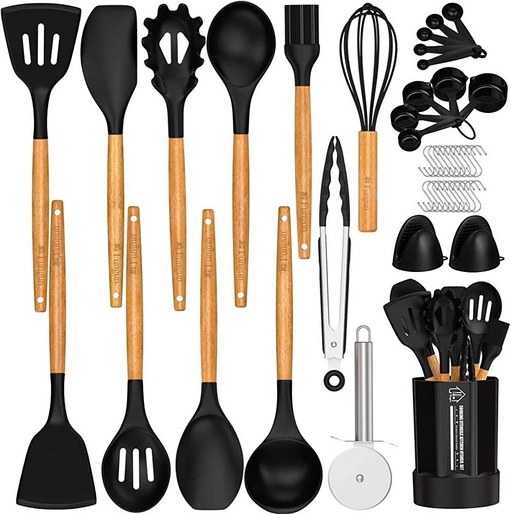 Silicone Kitchen Cooking Utensil Set, Fungun 26 Pcs Kitchen Utensils Spatula Set with Utensil Hol... | Amazon (US)