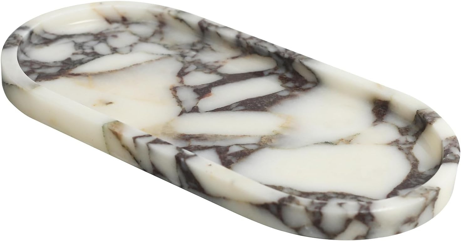 100% Natural Calaccata Viola Marble Tray, 10" x 5" Oval Tray | Amazon (US)