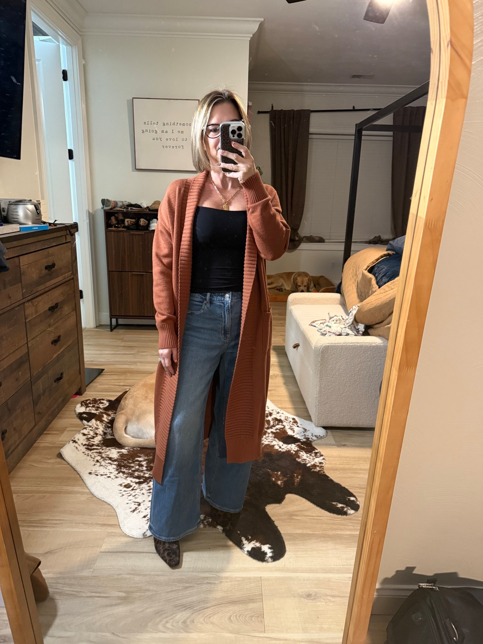 Loving the long cardigan trend this year! 
Cardigan small
Jeans 2 shirt but could have done a 0
Boots TTS

#LTKPetite #LTKStyleTip #LTKOver40