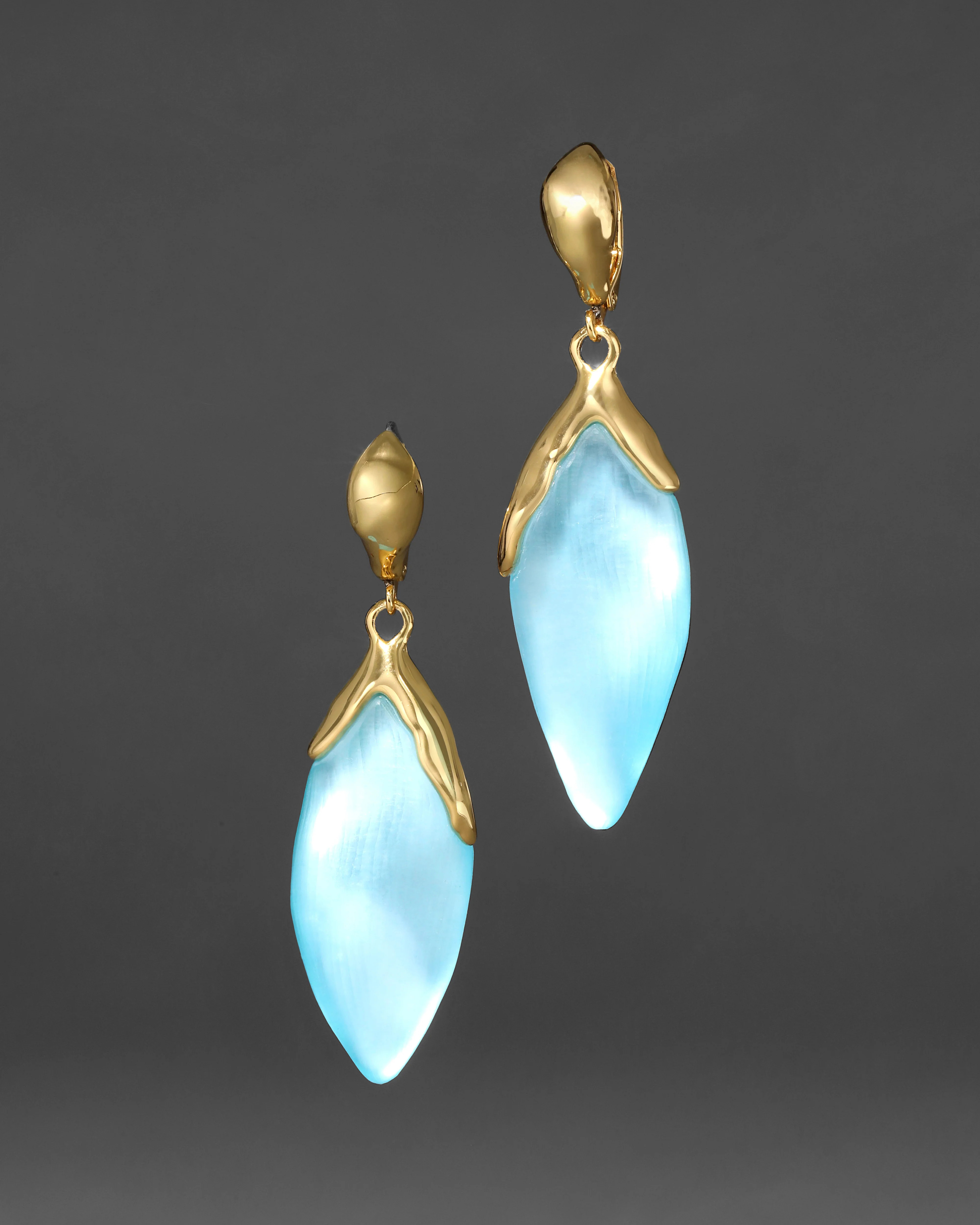 Icy Blue Luminous Lucite Petal Leverback Earrings | Alexis Bittar | Alexis Bittar