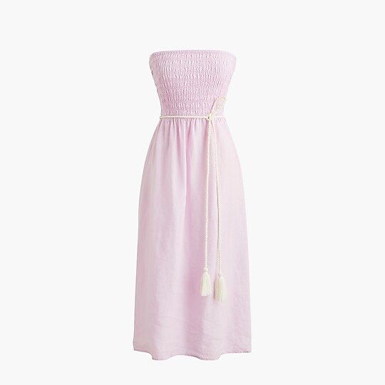 Strapless smocked linen dress | J.Crew US