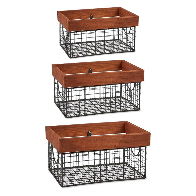 3 Piece Metal/Wire Basket Set | Wayfair North America