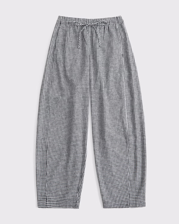 Linen-Blend Barrel Pull-On Pant | Abercrombie & Fitch (US)