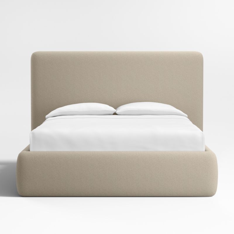 Anneli Taupe Upholstered Queen Bed | Crate & Barrel | Crate & Barrel