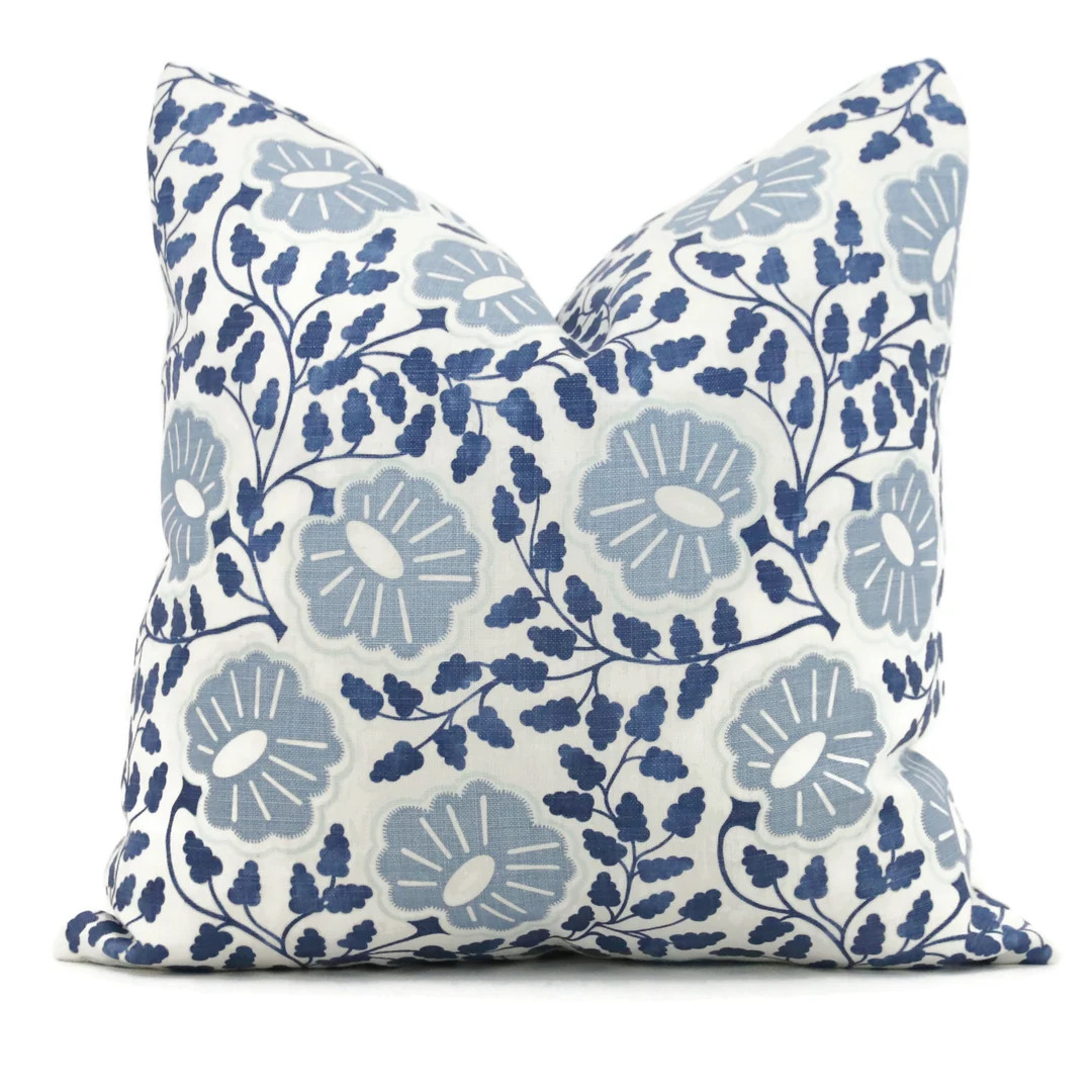 Christopher Farr Denim Blue Punch Paisley Decorative Pillow - Etsy | Etsy (US)