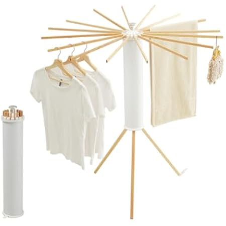 Tripod Drying Rack Portable, Foldable Drying Rack Clothing with 12 Aluminum Drying Arms, Standing Laundry Hanger Rack Round Collapsible & Portable Handle for Laundry Room, Balcony, Bedroom, RV | Amazon (US)