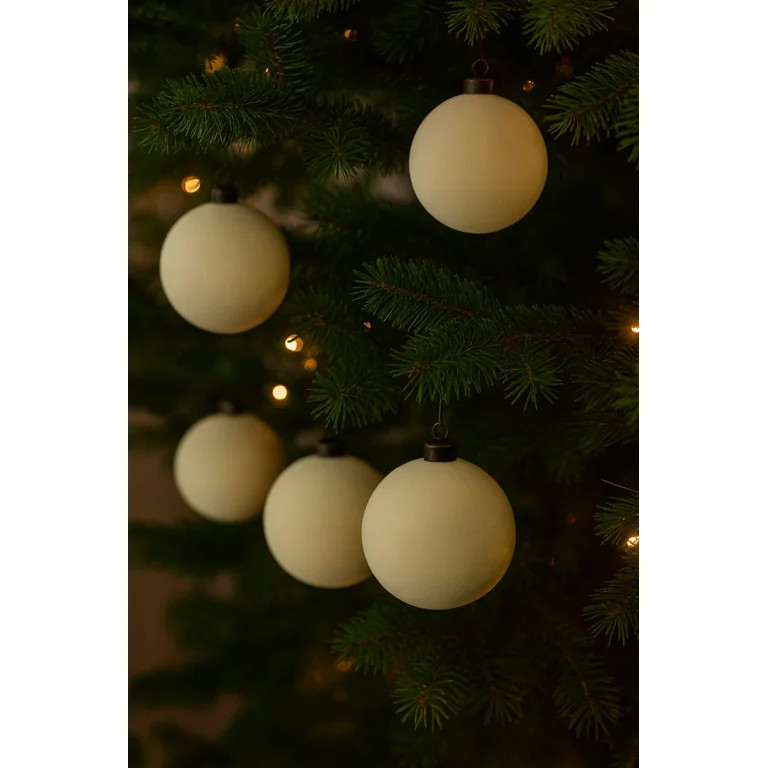 10 Count Tan Flocked Christmas Ornaments, 4.3 in, by My Texas House | Walmart (US)
