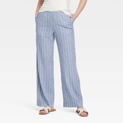 Women's Mid-Rise Wide Leg Linen Pull-On Pants - A New Day™ | Target