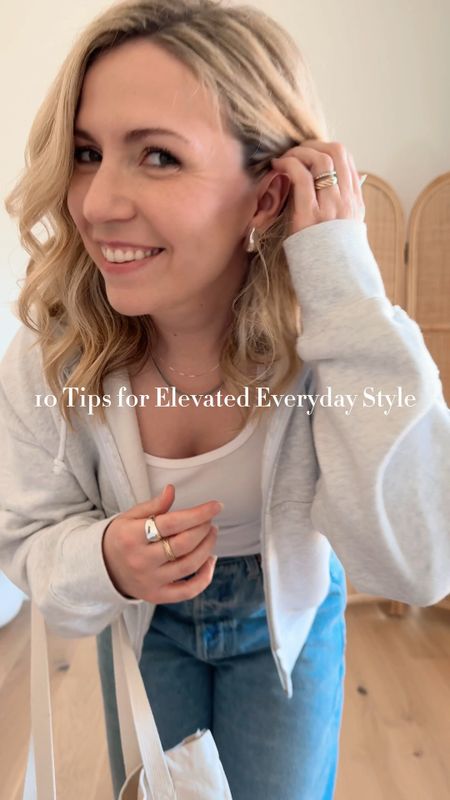 Back with more style tips today in my style series 10 Tips for Elevated Everyday Style! Tip #4 is that even the most casual outfits are elevated from adding unique jewelry to your outfit.

This may seem like an obvious tip, but I used to feel like I would run out the door without giving the jewelry department a second thought, and now that I have built several jewelry combinations for my everyday outfits, I feel like the outfit is really lacking without them. 

A few quick thoughts on adding jewelry to elevate your everyday style:
- Don’t go too simple here. If you are wearing a super casual outfit, a one-and-done small piece of jewelry isn’t going to quite lift the look enough
- Opt for layering necklaces, multiple rings, or statement earrings, or if you are like me in this look, try all three at the same time! 
- Don’t be afraid of wearing gold and silver pieces together. This is such a fresh thing to do that feels very of the moment. 



#LTKSeasonal #LTKstyletip #LTKVideo