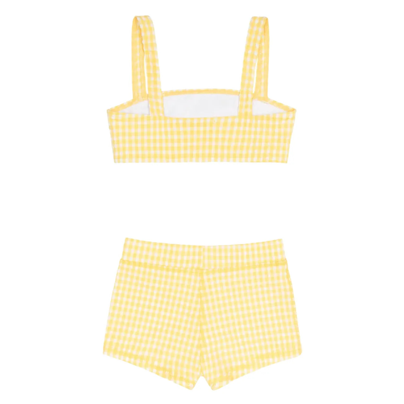 girls soleil gingham bandeau bikini and swim short | Minnow