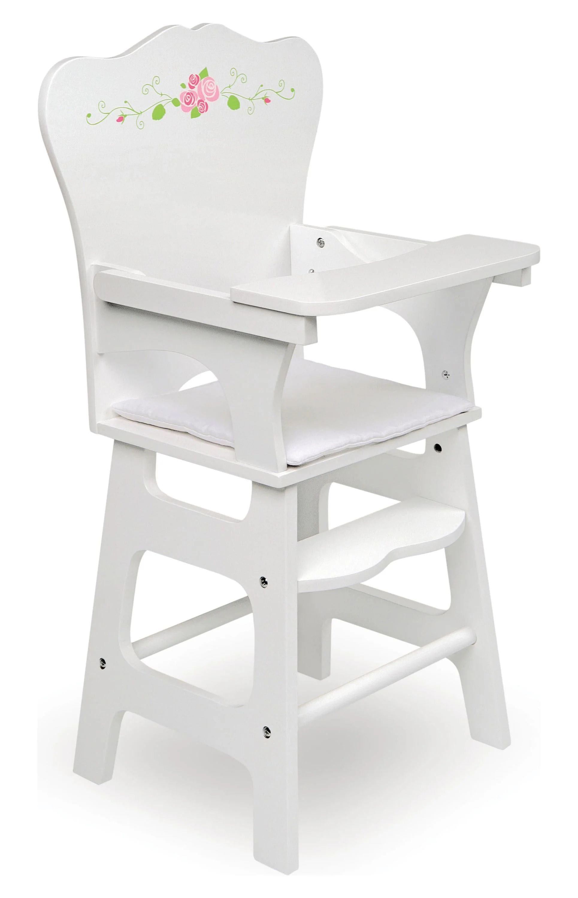 Badger Basket Doll High Chair with Padded Seat - White Rose | Walmart (US)