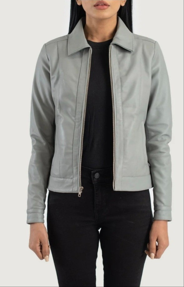 Grey classic leather jacket for women.Can be tailored for your height and size which makes it petite-friendly

#LTKPetite #LTKMidsize